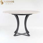 OEM Round Natural Marble Dining Table 120cm Dia For Hotel Cafe