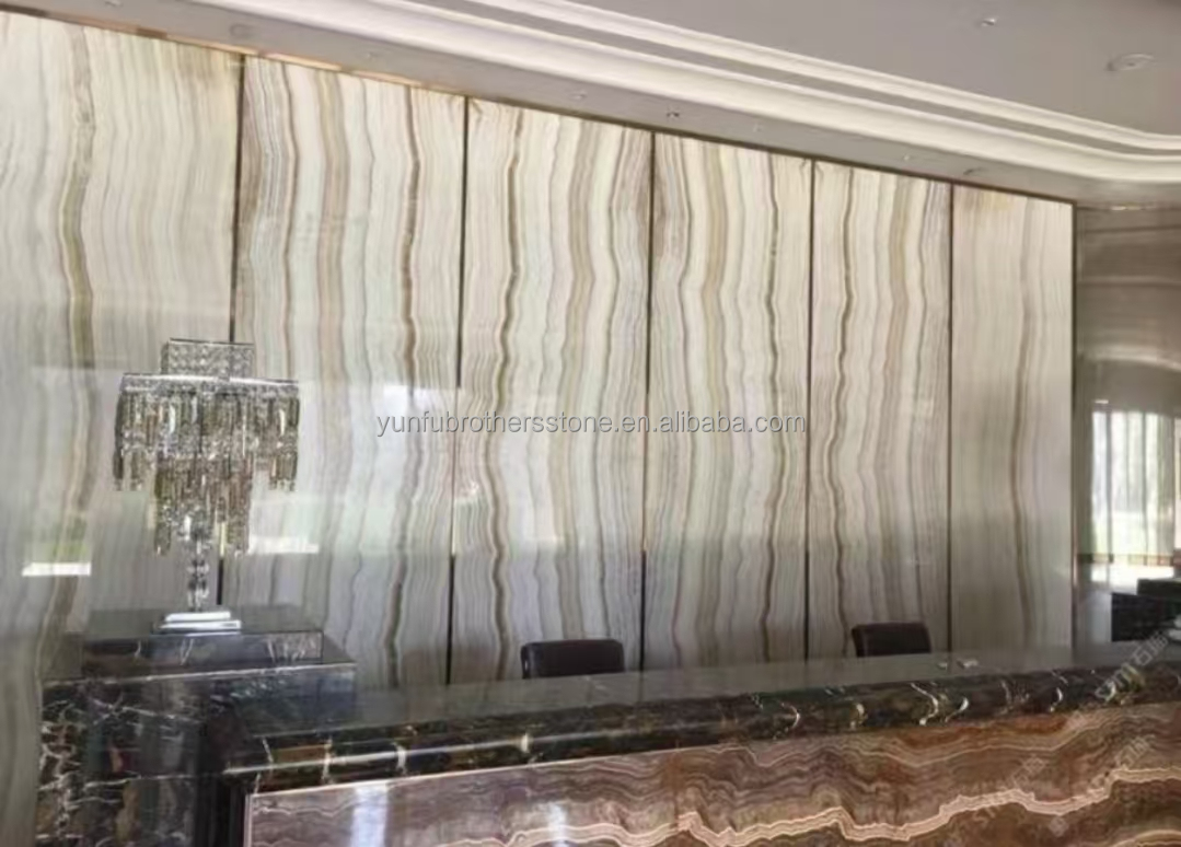 Elegant Living Room Furniture Natural Marble TV Table Stand Set with White Wooden Veins