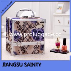 Quality SACMC054 blue rose printing pvc small cosmetic cases travel wholesale