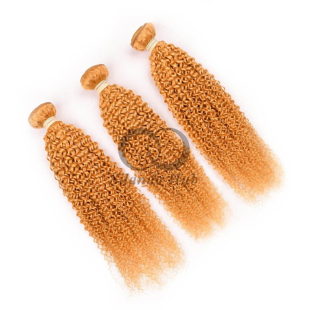 Orange Kinky Curly Remy Human Hair Bundles Sew In Weave Bundles Brazilian Bundle Deals