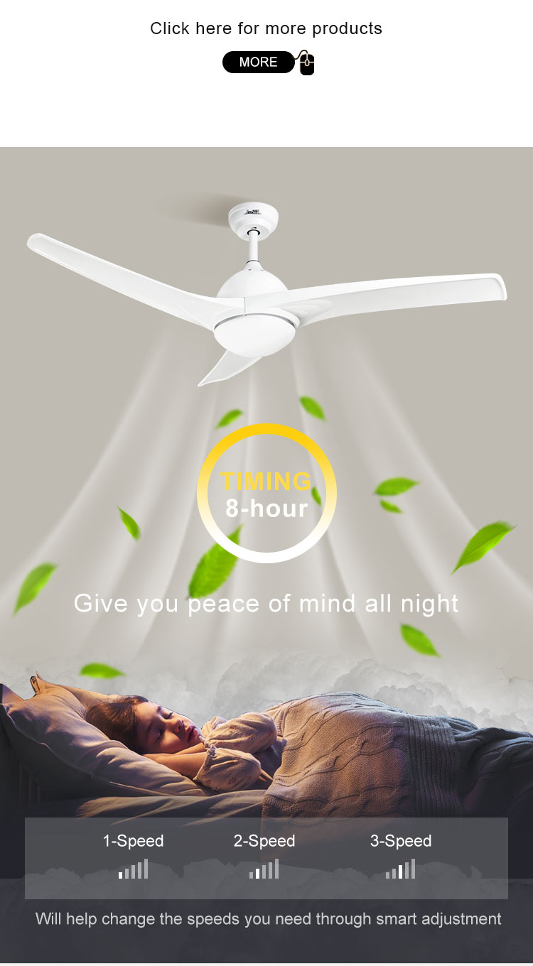 10- 220V 52 Inch LED Light ABS Blade Remote Control Ceiling Fan for Chinese Hotel