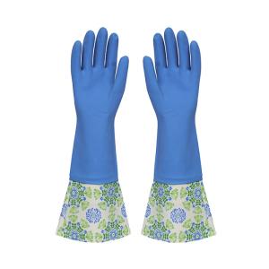 Quality Flocklined Extra Long Sleeve Rubber Gloves Natural Latex Durable Waterproof wholesale
