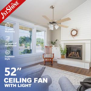 Quality 52 Inch Dimmable 3 Color Light Ceiling Fan With Light Indoor Plywood Blade wholesale
