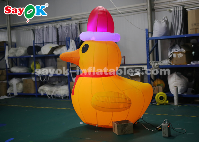 Yellow 2m Inflatable Duck Model With Air Blower For Yard Christmas Decorations