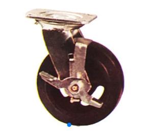 Quality Steel Core Dumpster Casters 4&quot; Rubber Heavy Duty Castors With Brakes wholesale