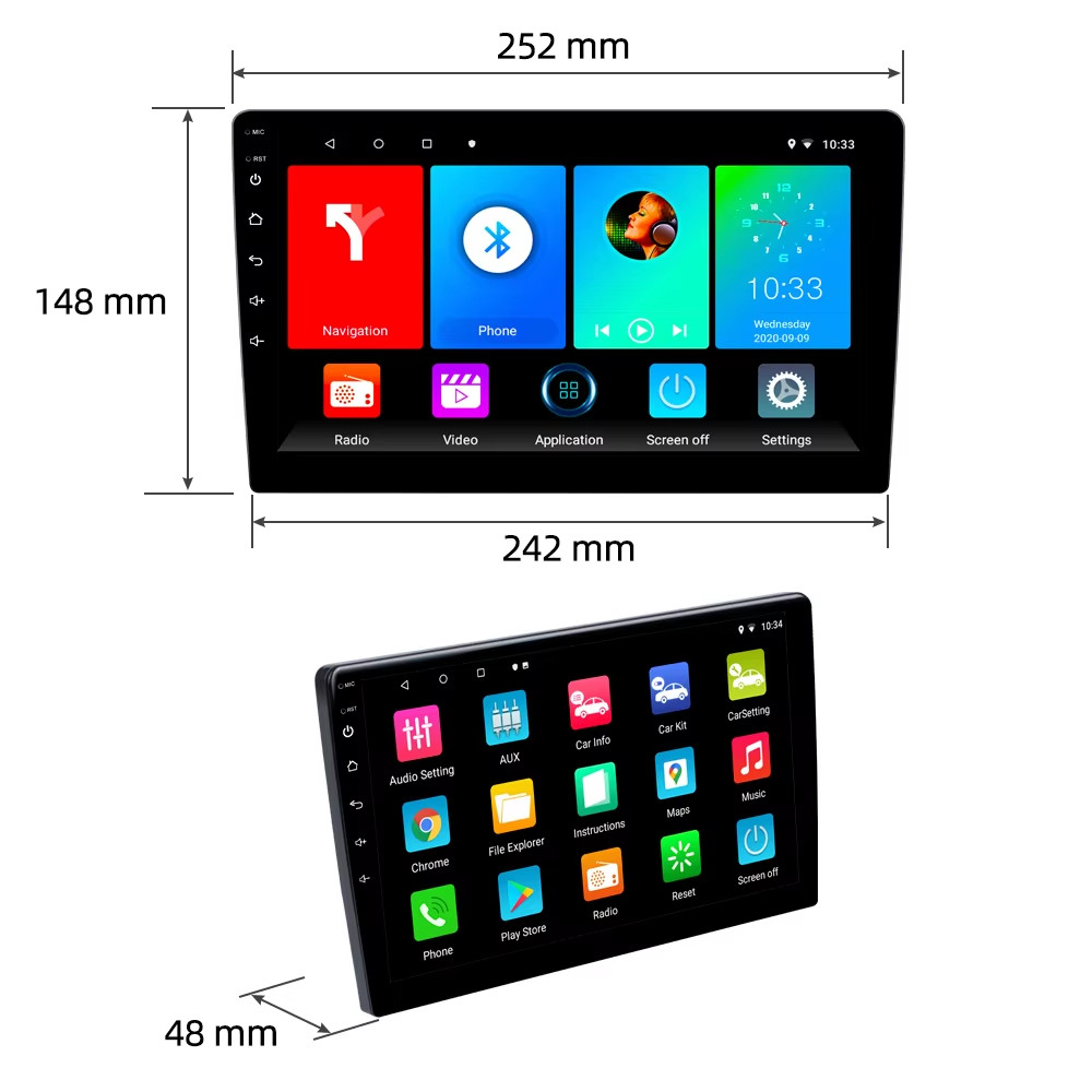 9853 Android 13 GPS Navigator Universal Car Stereo Apple Car Play 9In 10Inch