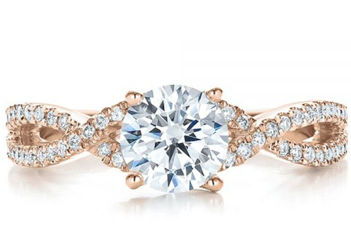 Claw Setting 18K Rose Gold Ring 0.8ct With GH VS1 GIA Diamond