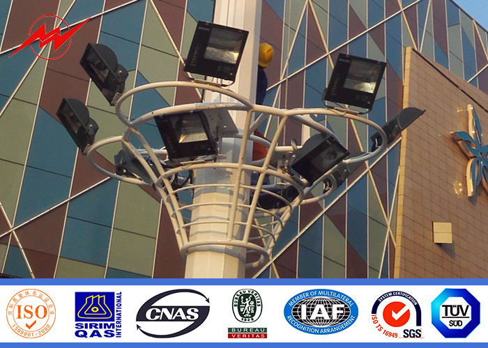 6-15m Galvanized Steel High Mast Light Pole , Outdoor Lighting Pole For Damman Seaport