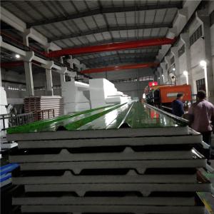 Quality 14kg beautiful green eps sandwich roof panel 1050-50-0.426mm wood grain steel down wholesale