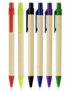 Quality eco paper barrel promotional gift pen ,green ball pen with logo printing wholesale