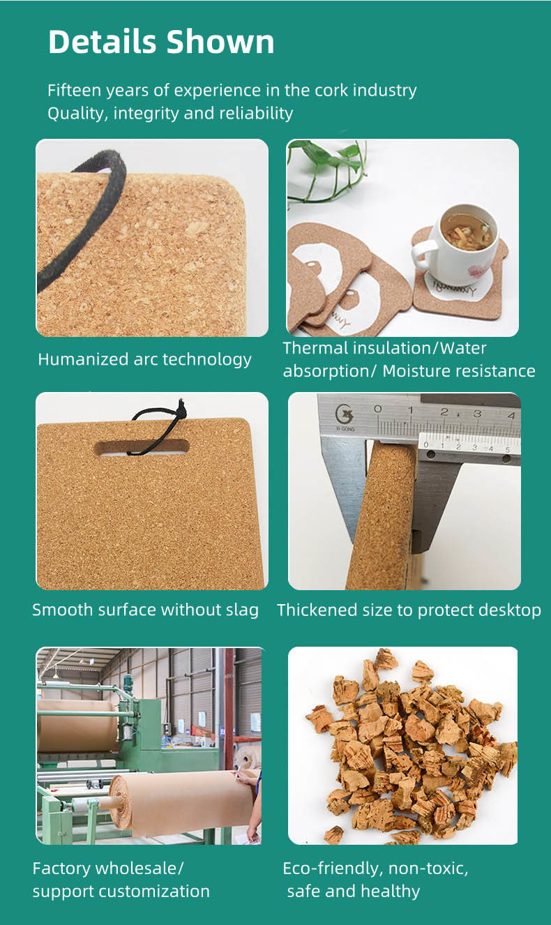 15mm Thicked Rectangular Corkboard Placemats Cork Mats Pot Holder Insulation