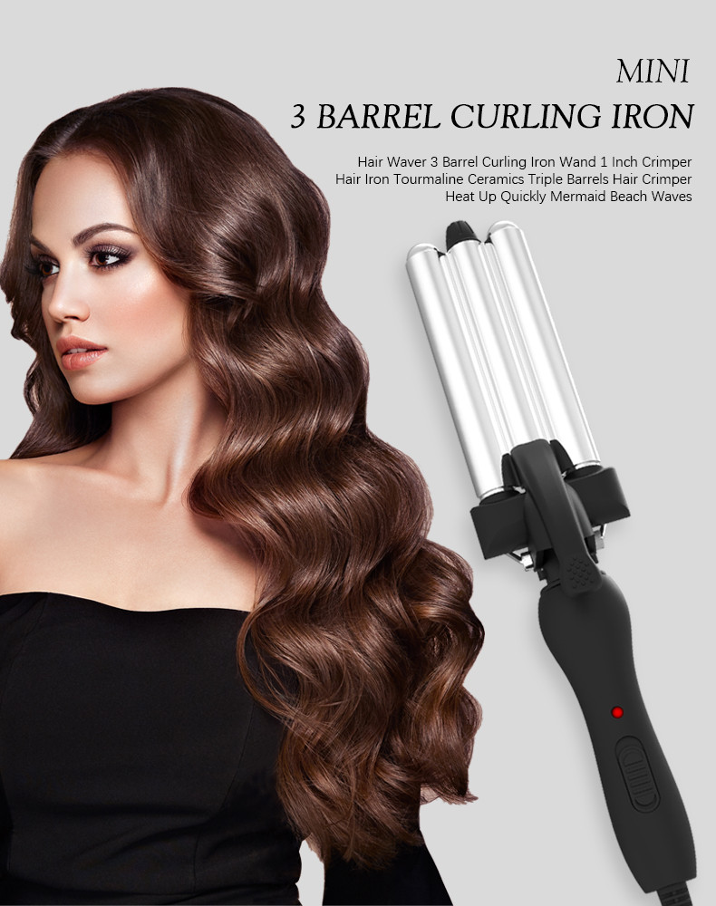 Three Barrel Curling Iron Mini Hair Curler Aluminum Plate Wave Formers