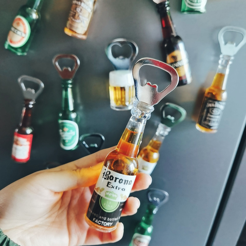 Multifunction Bottle Shape Beer Opener Custom Logo Wall Mount Beer Fridge Magnet Opener