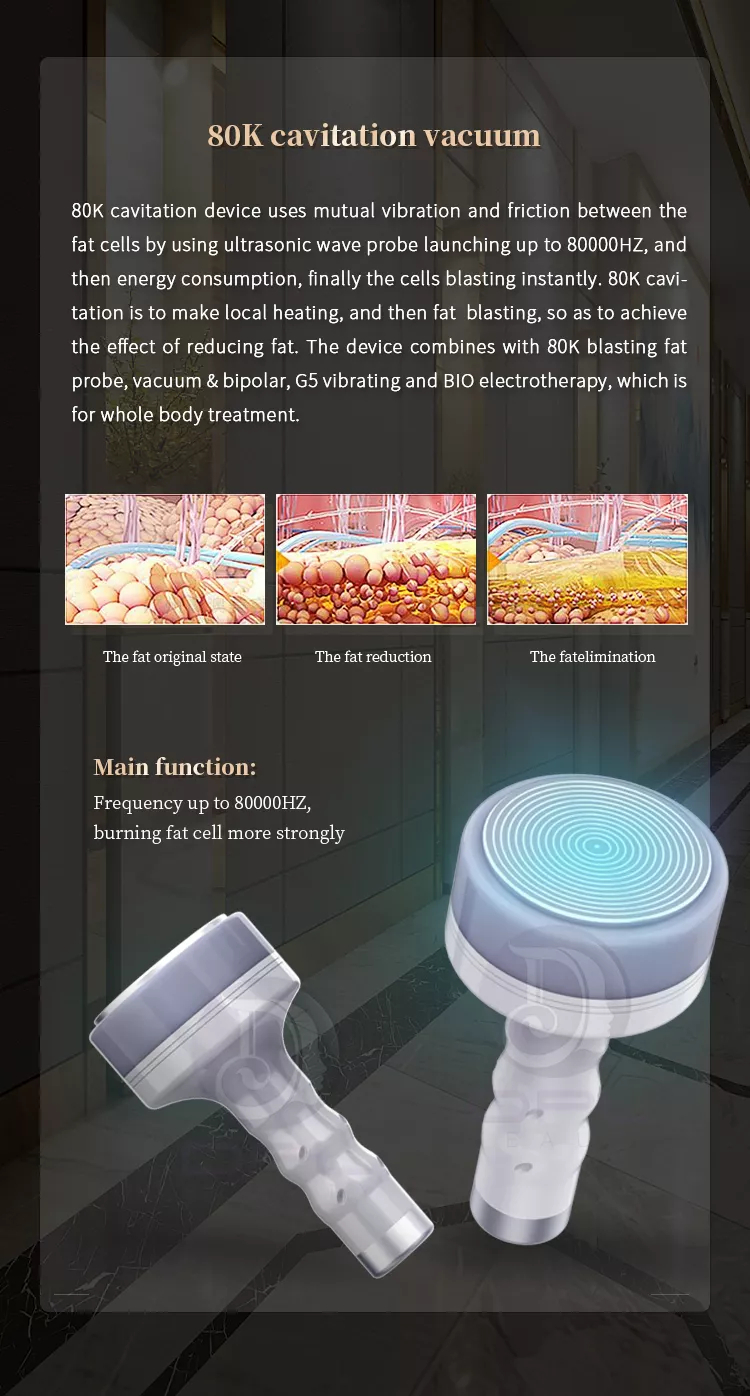 Professional Ultrasonic Cavitation Machine 80k Portable Radio Frequency Face Lift Device Body Slimming Massager