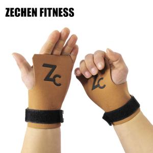 Quality OEM Fingerless Gymnastics Bar Grips And Chalk Pull Ups Palm Brown Hand Protection Crossfit wholesale
