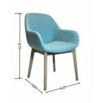 Curved Backrest Wood And Fabric Armchair Blue Upholstered Unfolded