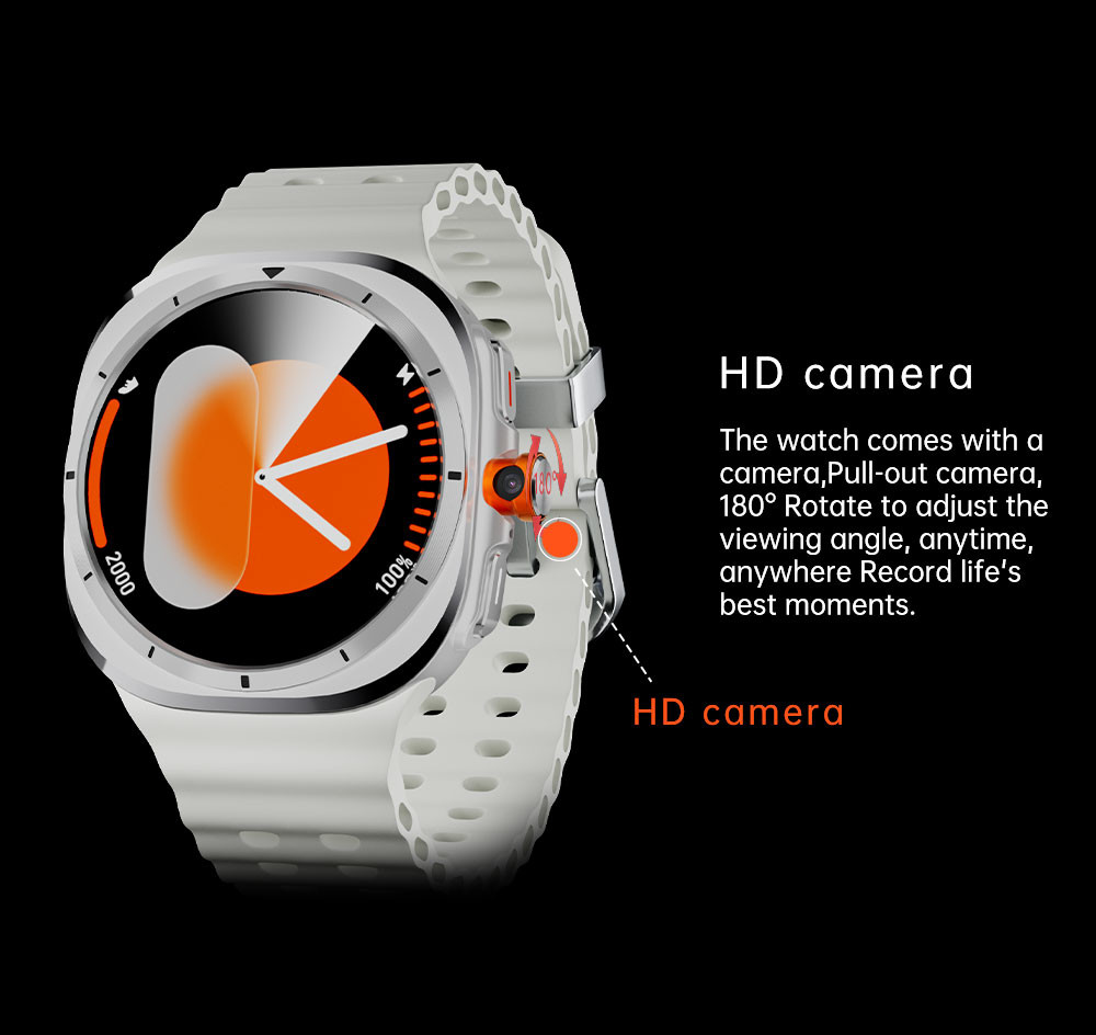 U8 Ultra AMOLED Android 9.0 Smart Watch Men 5G SIM Card WiFi GPS Rotating Camera Sport