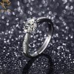 Adjustable Womens Sterling Silver Diamond Wedding Rings