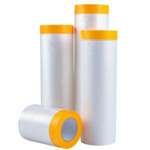 Quality PE Plastic Film Transparent Crepe Paper Spray Painting Covering Car Taped Masking Film wholesale