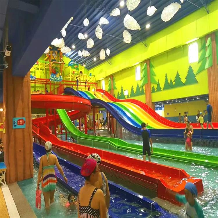 Resort Park Adult Rainbow Fiberglass Water Slide With Buffer Groove