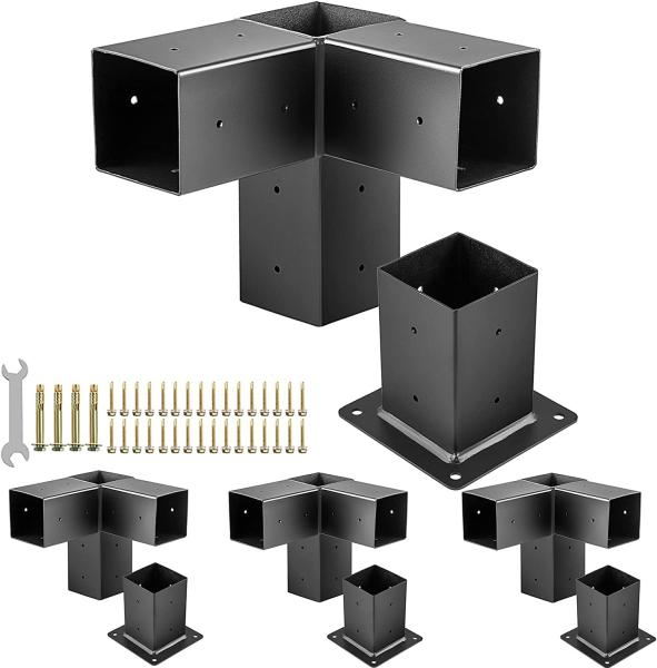 High Strength Steel Powder-Coated Pergola DIY Elevated Wood Stand Kit for 4x4