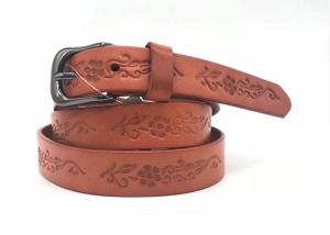 Quality Cowhide Genuine Embossed Leather Belt For Women Gunmetal Pin Buckle wholesale