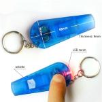 Mini LED light whistle keychain 25*68*9mm silicone + ABS logo customized