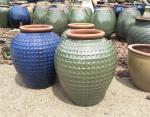 Flower Blue Glazed 62cmx78cm Rustic Outdoor Plant Pots