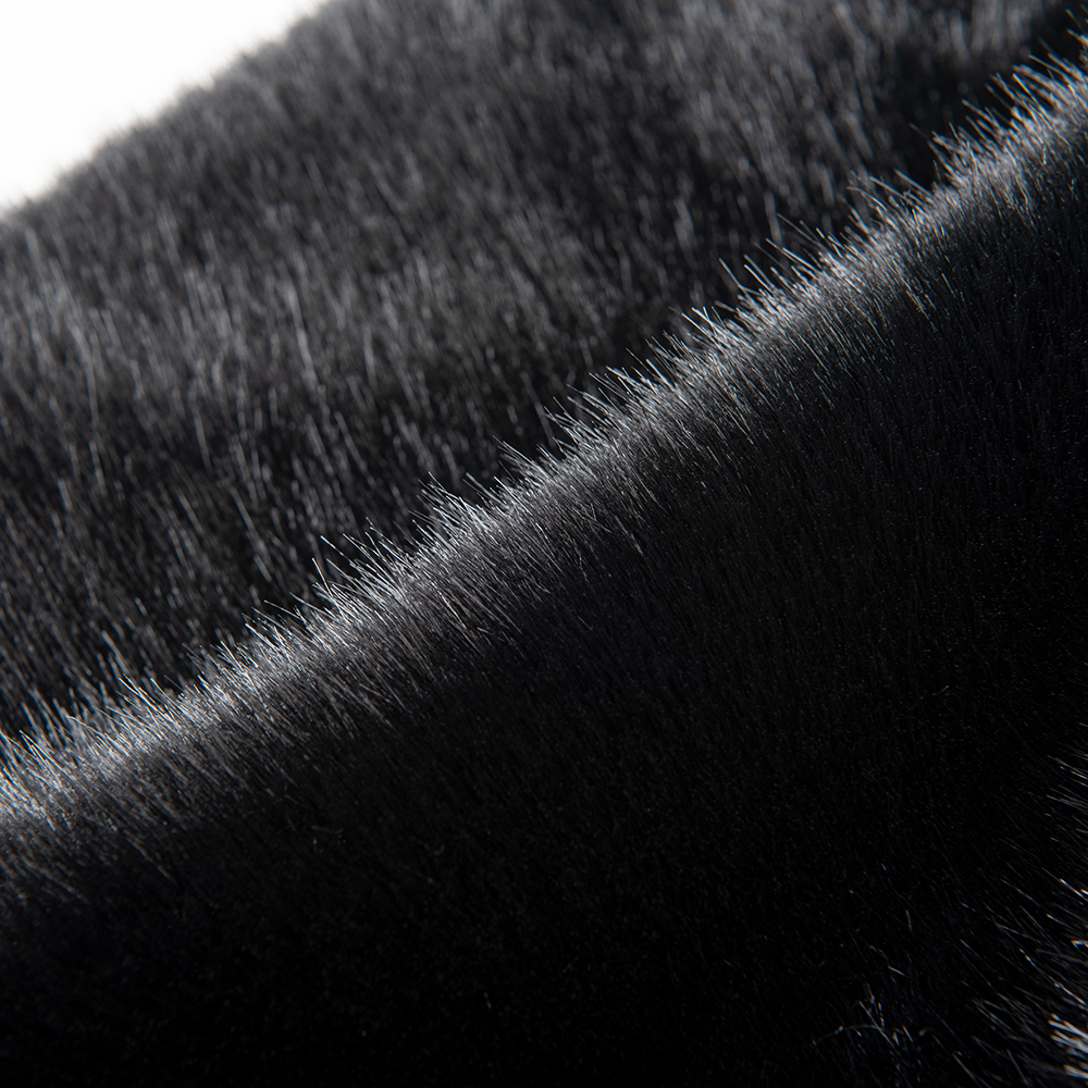 Color Fastness Grade 4-5 Black Faux Fur Fabric for Ladies' Pullovers and Winter Wear