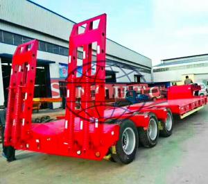 Quality 3 Axles Gooseneck Low Bed Semi Trailer For Excavator Transport 60 Ton Load wholesale