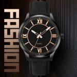 Fashion Custom Business Black Leather Quartz Watch For Men Waterproof