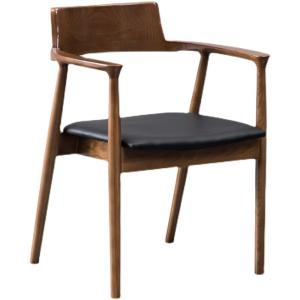 Quality Vintage Lounge Dining Chair Solid Wood Ash Frame Leather Cover Sponge Cushion wholesale