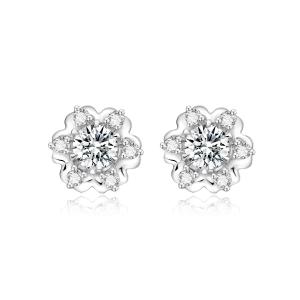 Quality New Flower Design 18k Lab Grown Diamond Earrings Jewelry for Women NGTC Certified Round shape diamond Earrings wholesale