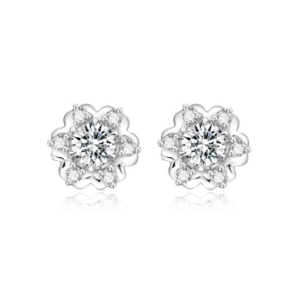 New Flower Design 18k Lab Grown Diamond Earrings Jewelry for Women NGTC