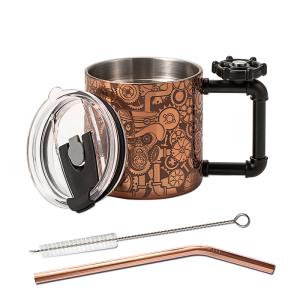 Quality 12oz Double Walled Coffee Cup Stress Relief Coffee Mug With Gyro Handle wholesale
