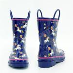 OEM Waterproof Rubber Purple Unicorns Printed Rain Boots