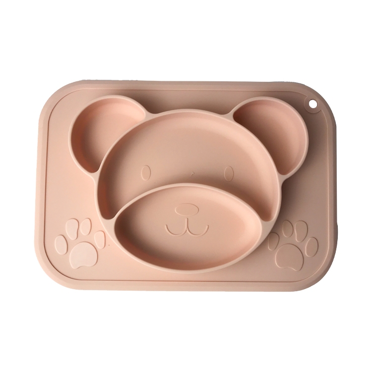 Customized Bear Shape Silicone Feeding Set Baby Plates Bpa Free