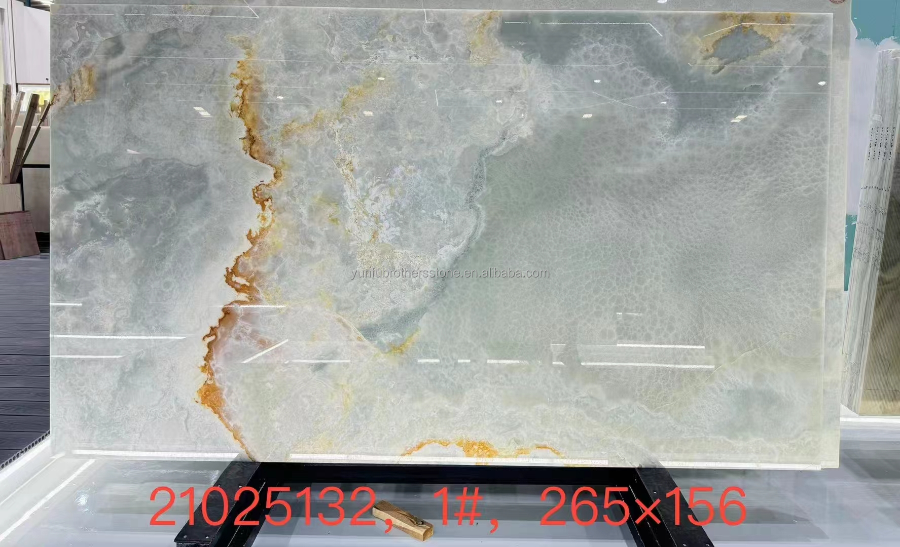 Gold and Blue Onyx Marble Stone for Hotel Floor Luxury Natural Stone Jade Slab Design