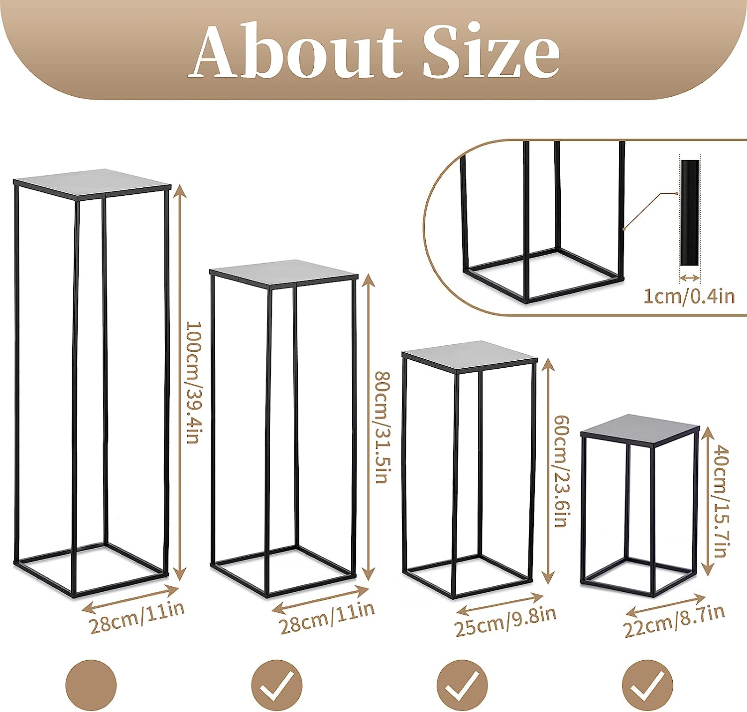 Single-side Bracket Metal Column Geometric Flower Stand for Event Tables Centerpieces