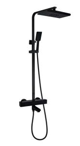 Quality Solid Brass 59 Thermostatic Shower Faucet Black Shower Head Set Polished wholesale