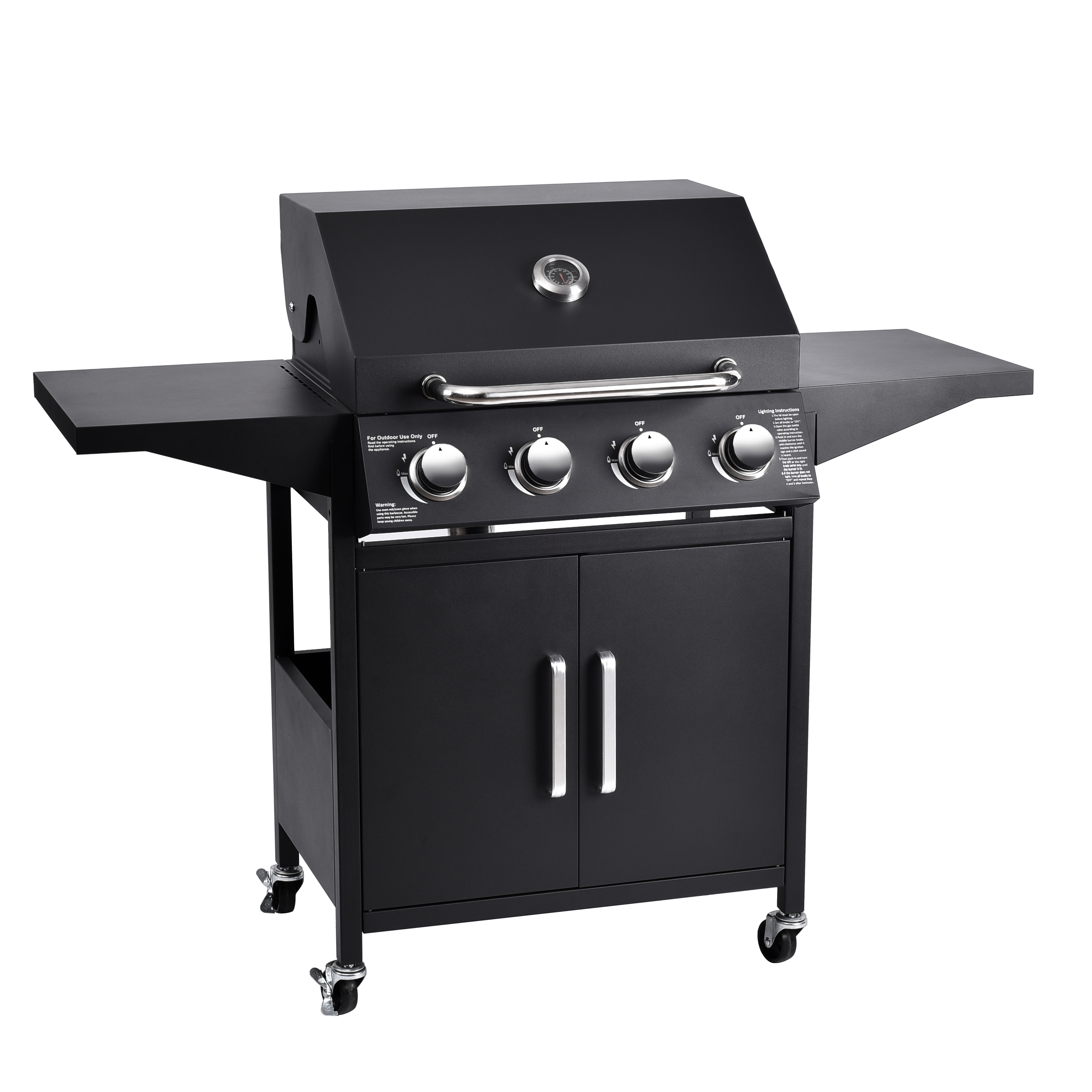 Metal Type Steel Portable 4 Burner Gas Bbq Grill for Commercial Smokeless Cooking