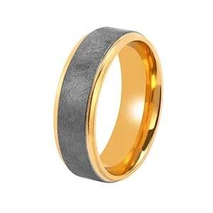 Quality Glossy Gold Stainless Steel Rings Polished 18k Gold Silver Plated Tantalum Metal Ring wholesale