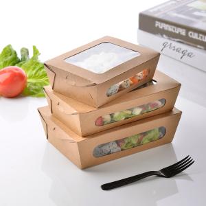 Quality PE Coated 2 Ply Eco Friendly 20oz Kraft Paper Bowls Fast Food Box Take Away Salad Sushi Cookie Paper Packing Box wholesale
