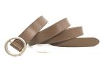 Taupe Color Women's Fashion Leather Belts With Simple Silver Round Buckle 2.5cm