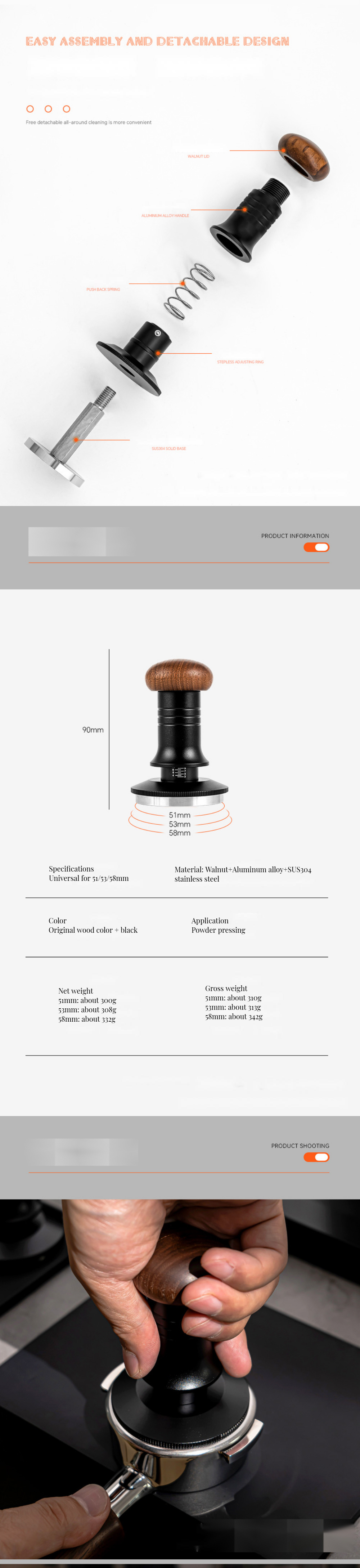 Stainless Steel Ripple Waffle Base Coffee Tamper for Cafe Accessorios' High Standards