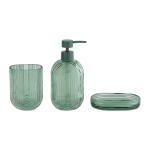 Cleaning Use Glass Bathroom Accessories Set Circle Round Toothbrush Cup Green