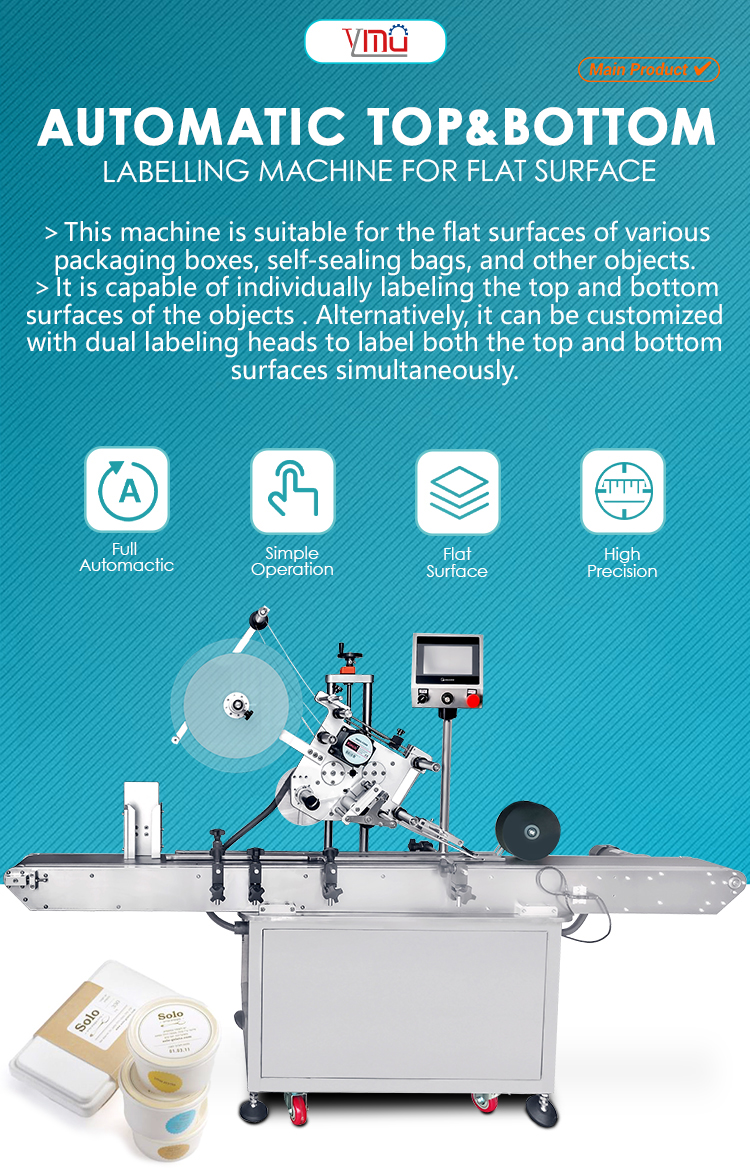 YM210 Full Automatic Stand Up Pouch Bag Labeling Machine for Bag Box