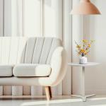 Metal Leg White ABS Top Side Livingroom End Table H26.59 Inch