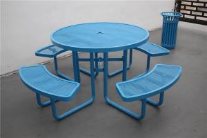 Quality Commercial Steel Outdoor Picnic Tables And Chairs Round Shape wholesale