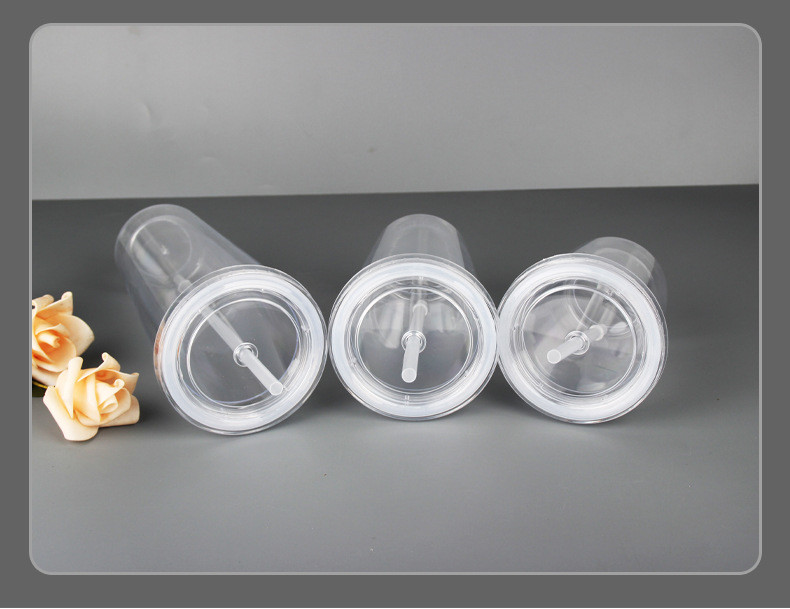 Double Wall Reusable Plastic Acrylic Water Bottle Clear For Parties Birthdays